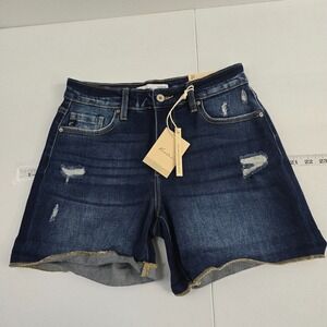NWT‎ Kancan high rise boyfriend shorts womens size 25 medium wash 7155
